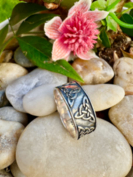 8mm Celtic Sterling Silver Ring, Silver Band, Thumb Band, Unisex Ring