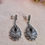 Thumbnail: Statement Black Onyx Marcasite Sterling Silver Earrings