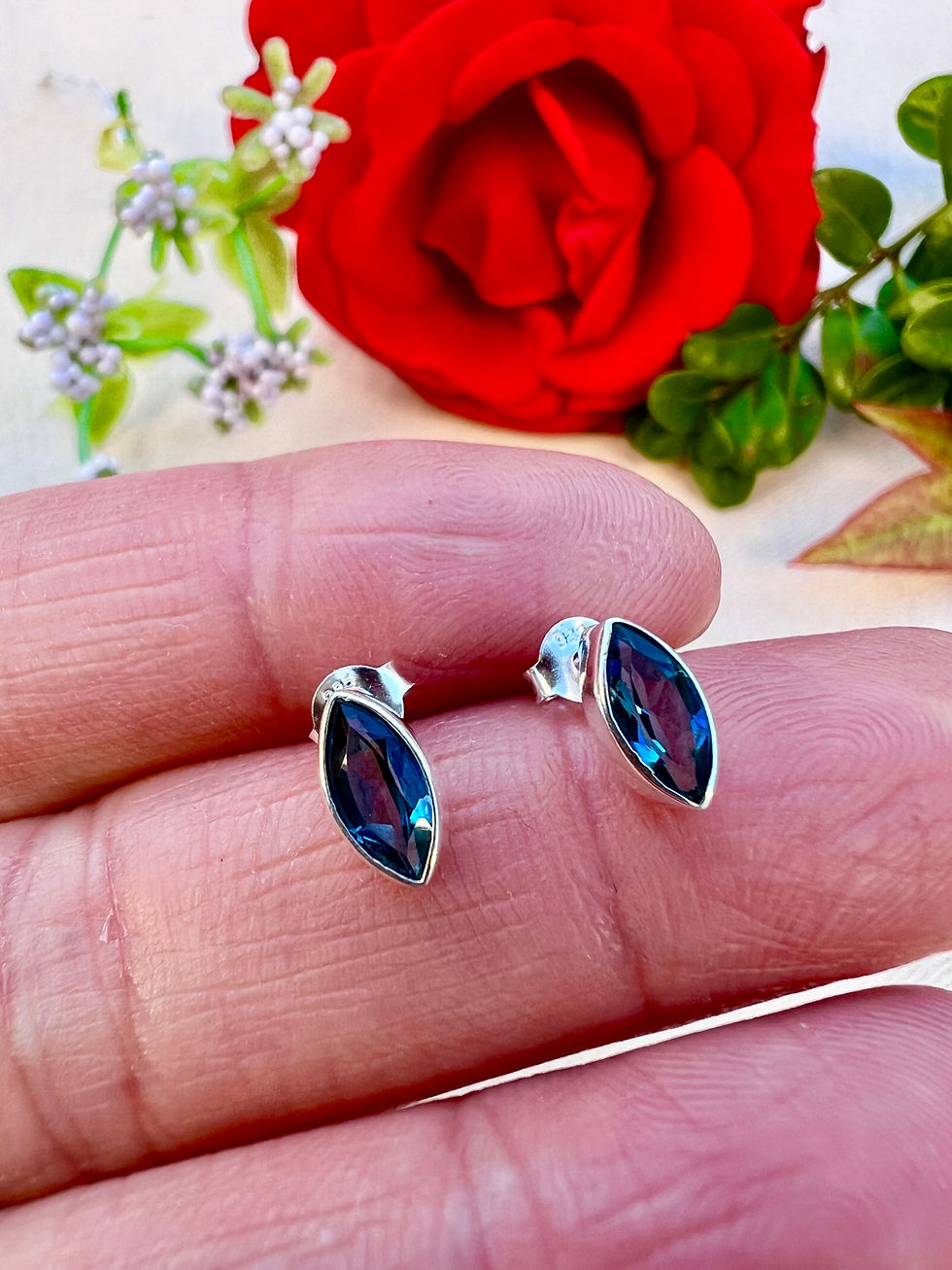 Thumbnail: London Blue Topaz Silver Stud Earrings