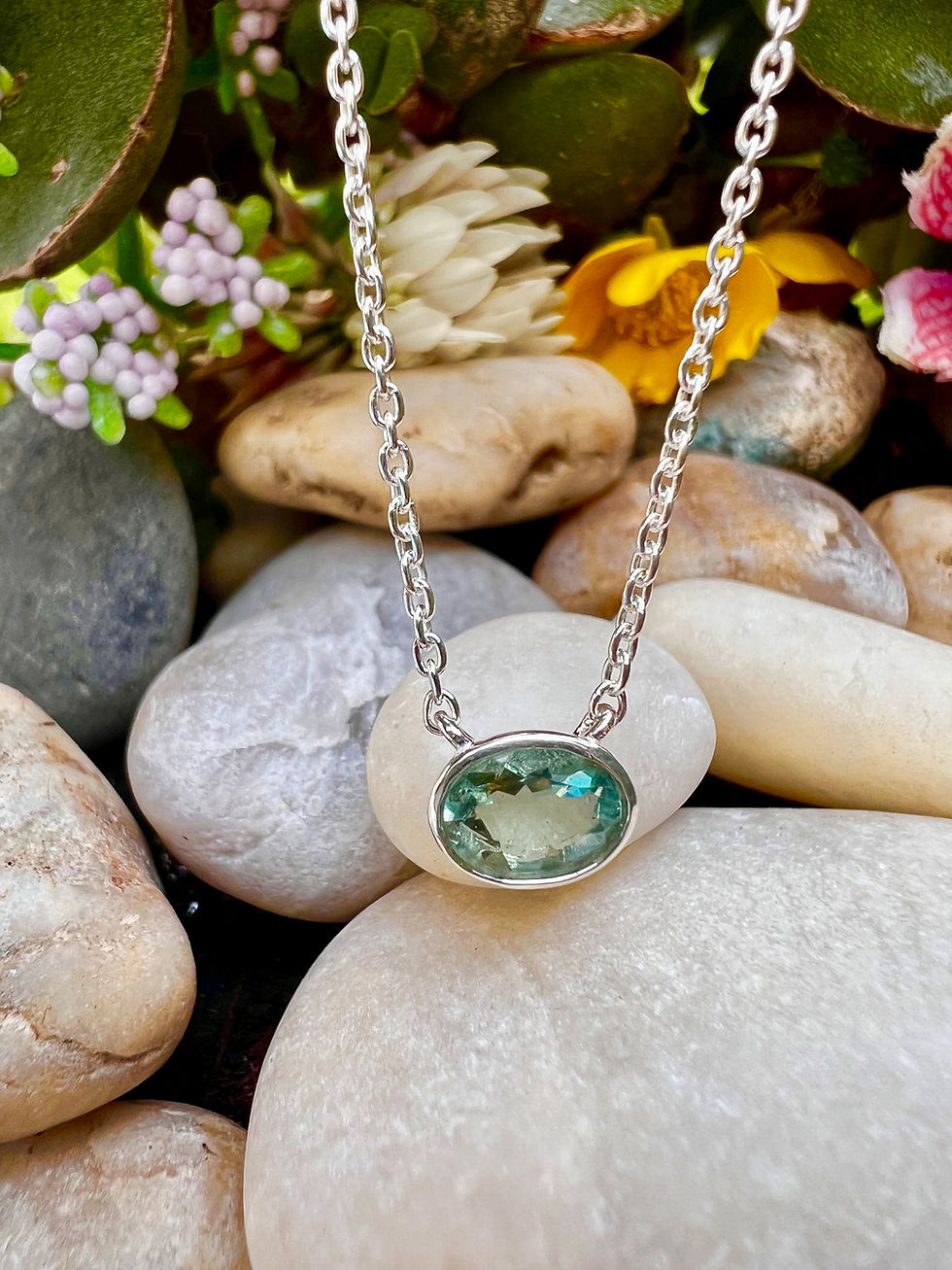 Thumbnail: Green Fluorite Silver Necklace