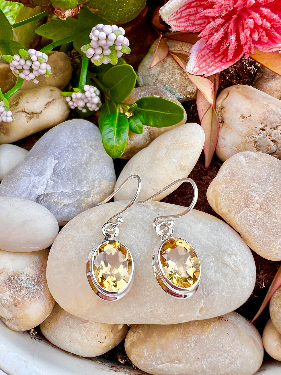 Thumbnail: Oval Citrine(AAAA) Sterling Silver Earrings,gifts, handmade, s925, ireland based businese, fast delivery
