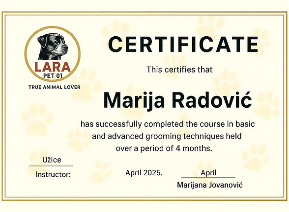 sertifikat za sisanje pasa