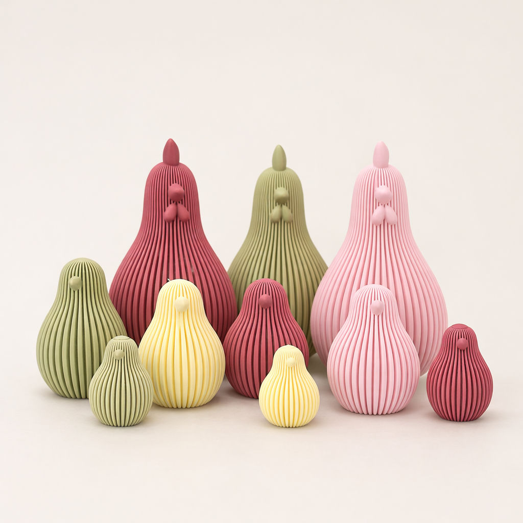 3D Driedelig set paaskip en 2 kuikens