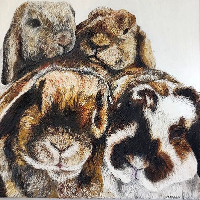 Kaninchen, Hasen, Tierbild, Malerei, Dekoration, Ölbild