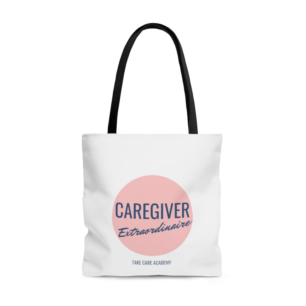 "Caregiver Extraordinaire" Badge of Honor Tote Bag (Bubble Gum)
