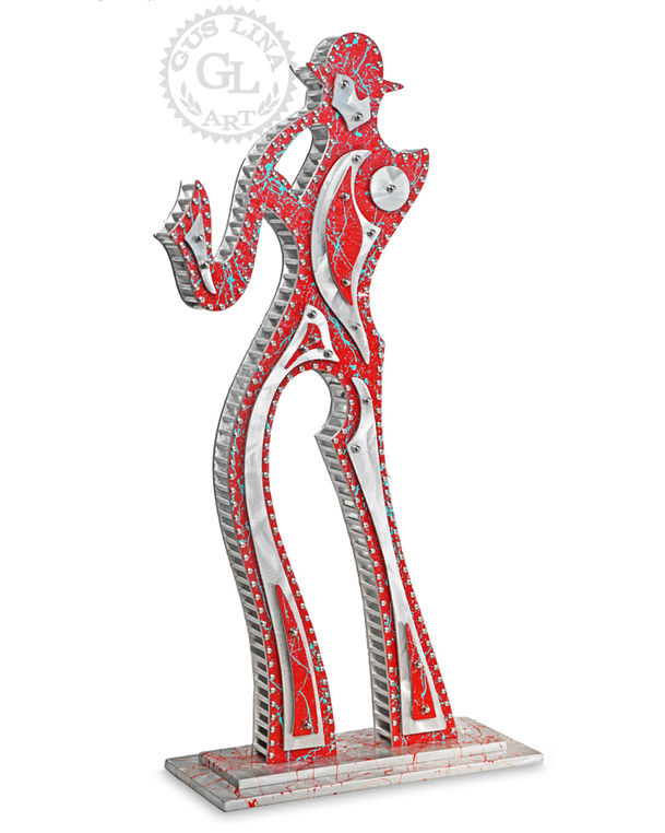 Tabletop Saxophonist Jazz musicians band Sculpture by Gus Lina Art