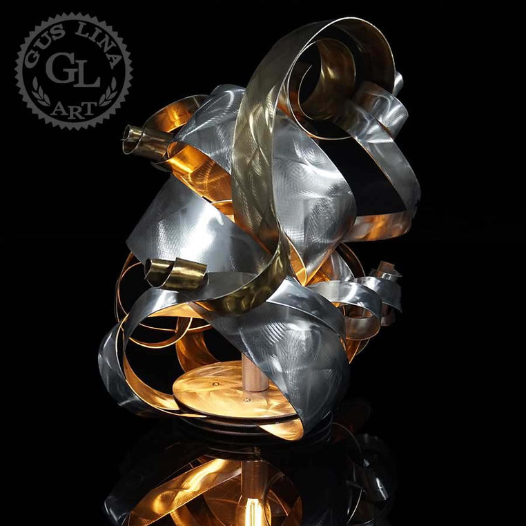 modern tabletop sculpture decor, light sculpture, stainless steel sculpture, ribbon sculpture, metal tabletop sculpture, One of a Kind