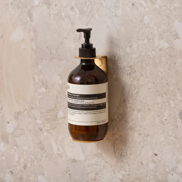 Thumbnail: DESIGNSTUFF Single Soap Dispenser Holder, Brushed Brass