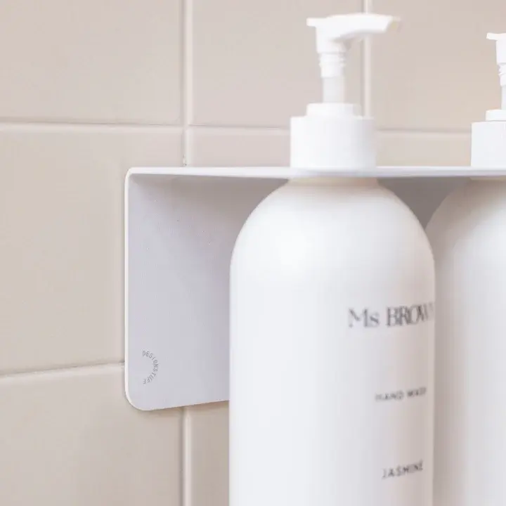 Thumbnail: DESIGNSTUFF Shelf w/ Dual Soap Dispenser Holder, L40 cm, White
