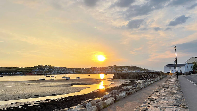 Appledore at sunset with estuary and boats