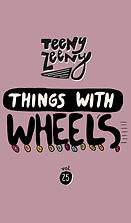 Issue 25 cover: the word "Wheels" with wheels on the letters on a purple background