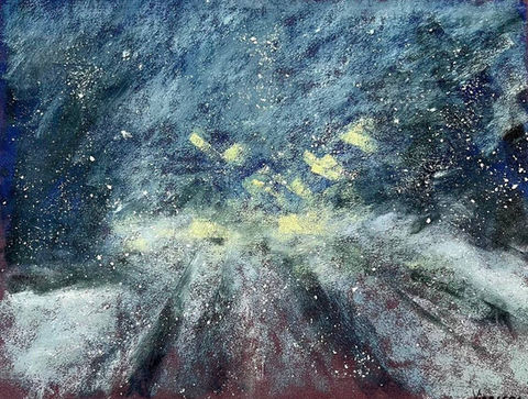 snow storm landscape in soft pastel 
