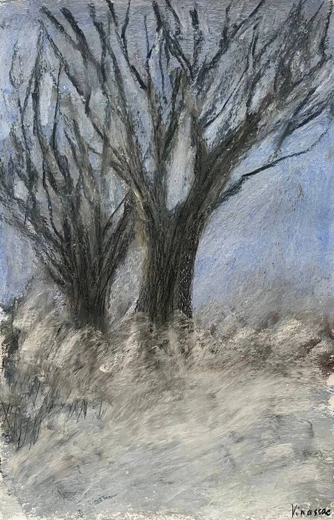 Winter trees landscape in soft pastel