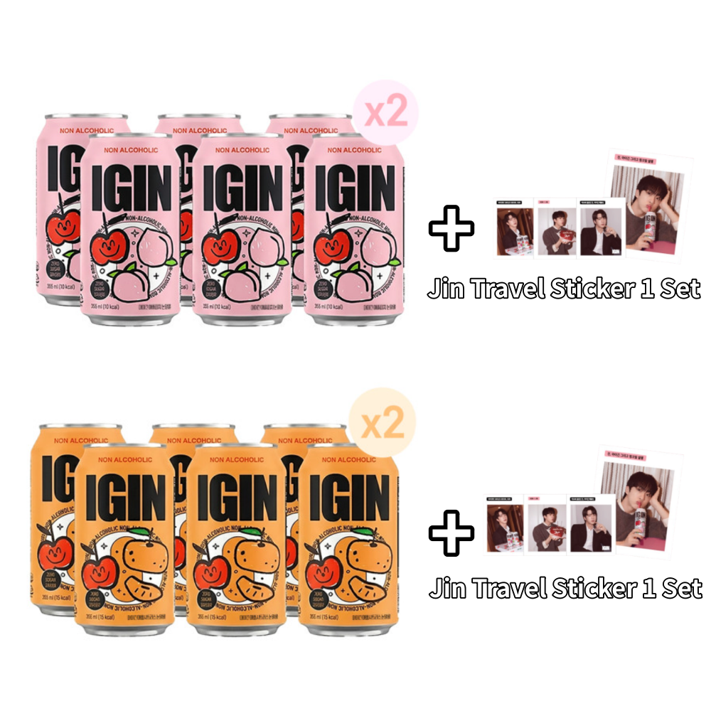 JIN IGIN Non-Alcoholic 355ml (12 Cans) + Travel Sticker Set - Citrus 12 cans + 1