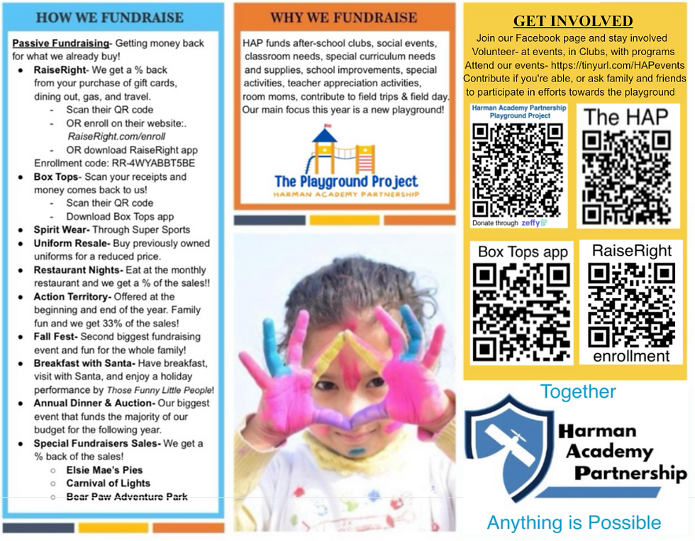 Fundraising support flyer with child's painted hands