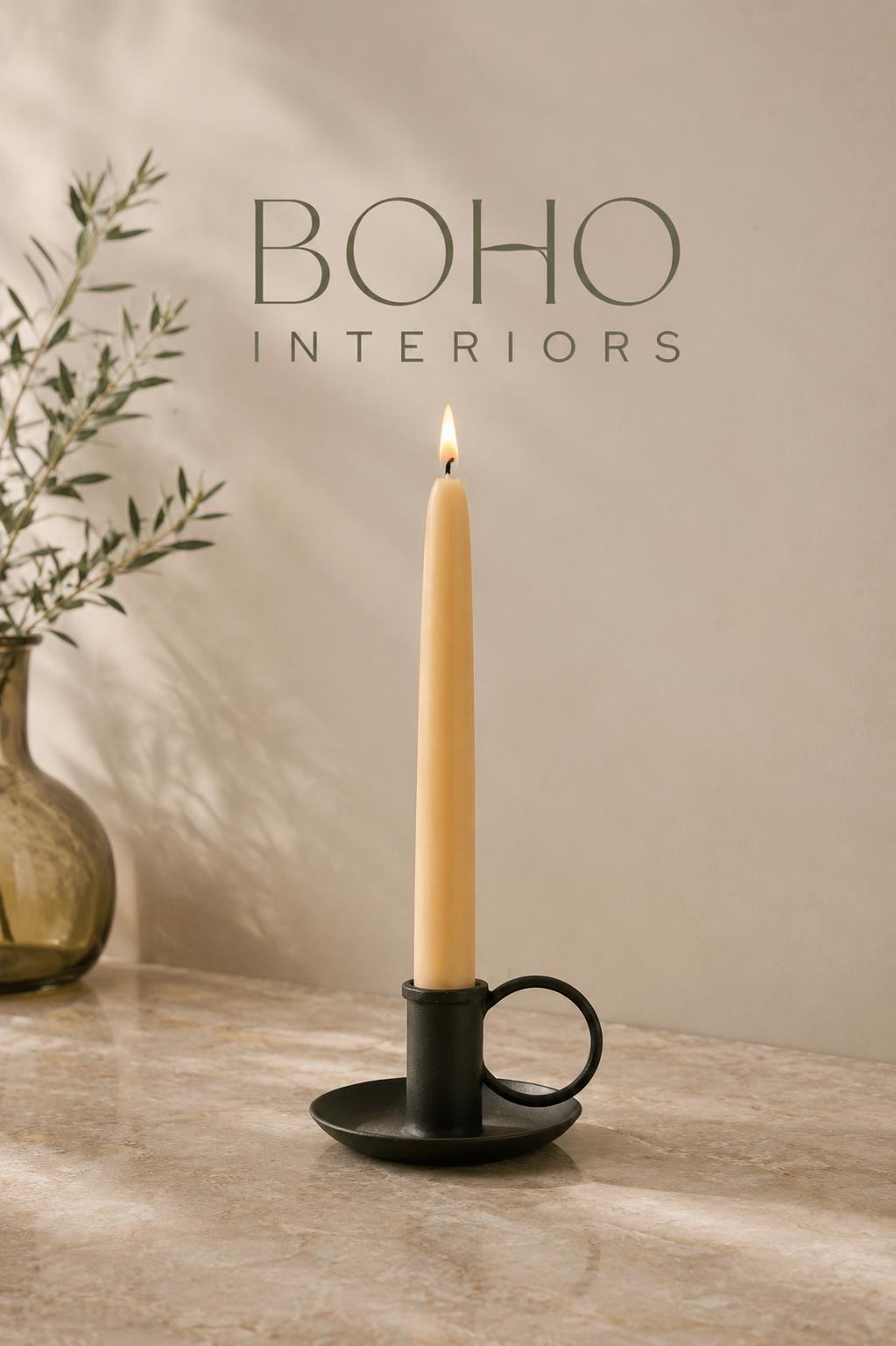Nkuku Amri Antique Black Candlestick