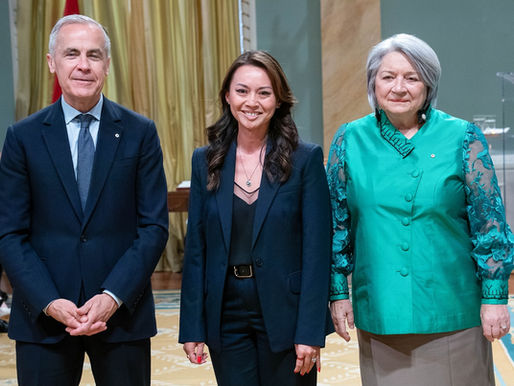 MP Rechie Valdez is flanked by PM Mark Carney and Governor General Mary Simon. Source: FB Page of MP Rechie Valdez