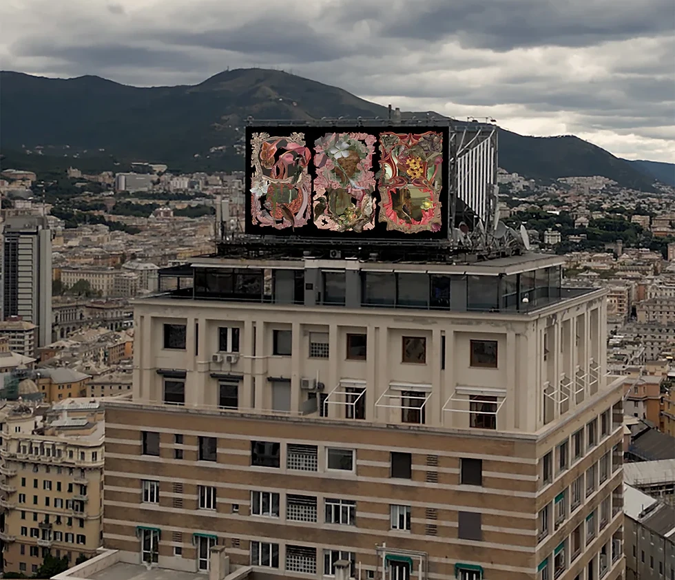 Debora Hirsch digital artwork displayed in an urban environment Genoa Italy