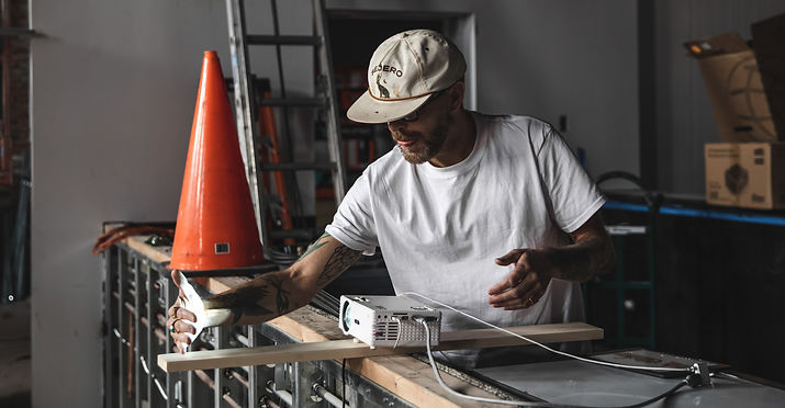 Eric Harold, Artist / Founder of Headlamp Creative Group projecting at Go Brewing Taproom, Naperville, IL