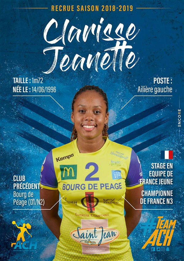 Clarisse Jeanette débarque à l'ACH pour passer un nouveau cap