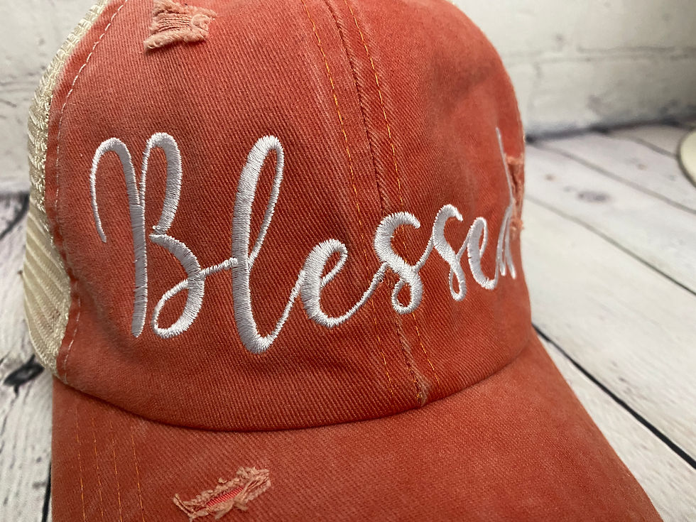 Thumbnail: BLESSED Embroidered Trucker Cap