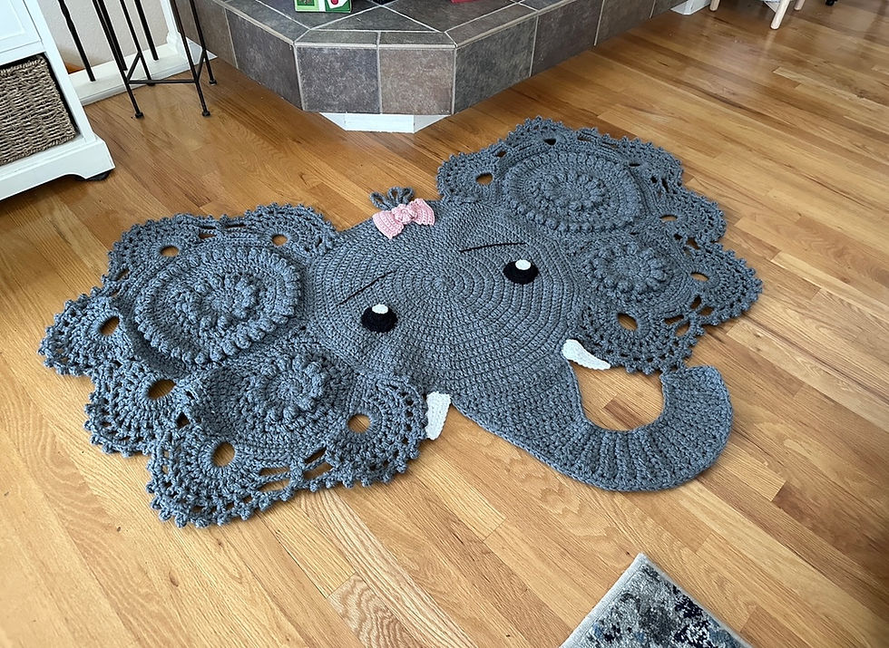 Thumbnail: Hand Crocheted Gray Elephant Rug 