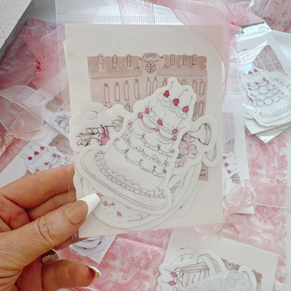 Thumbnail: Whimsical cake sticker set with chiffon bow 