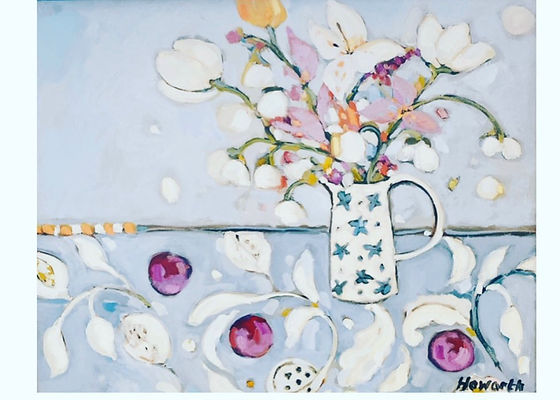 dewberry white blossom and plums 24 x 30