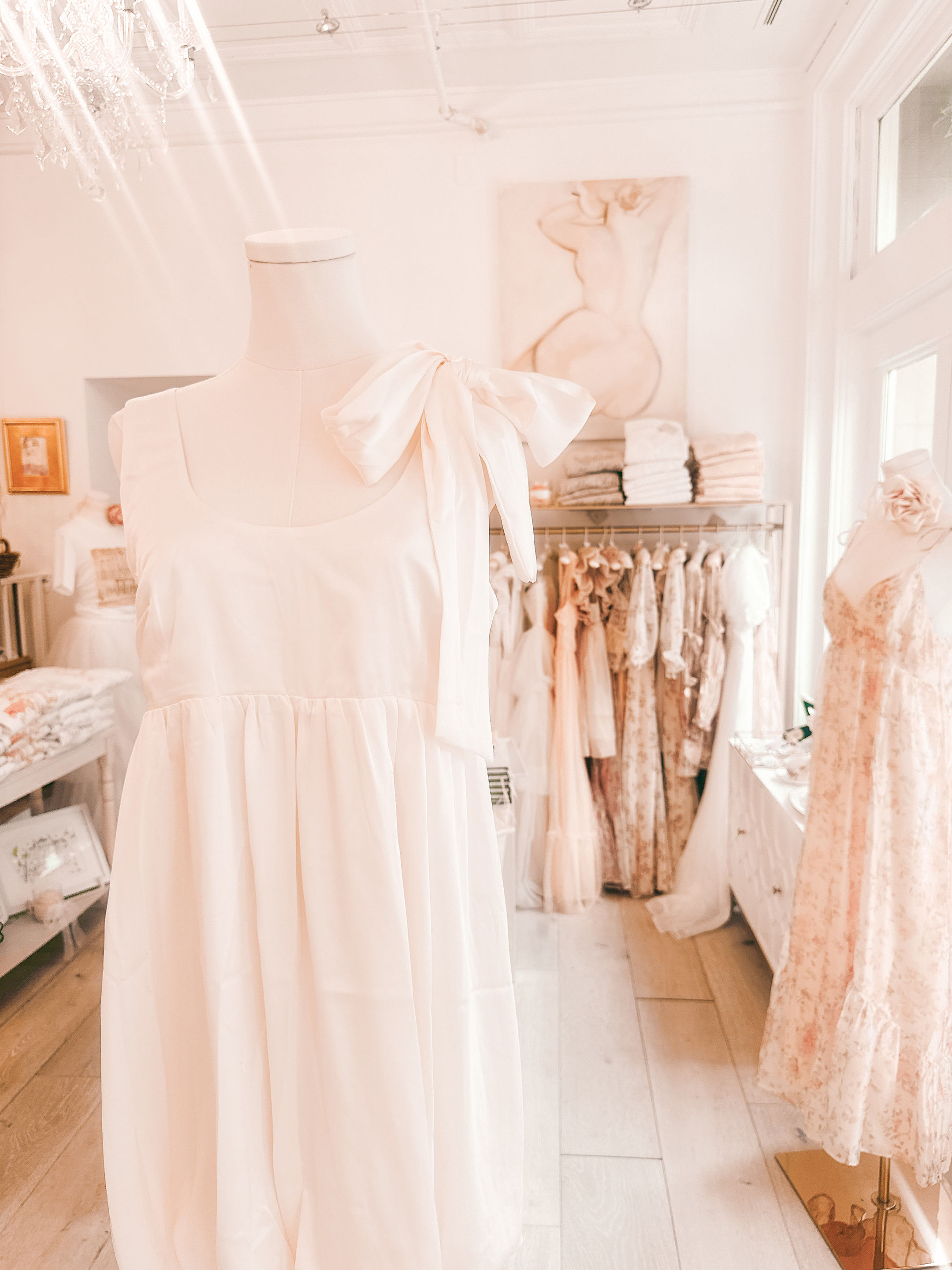 Bubble & cream satin bow dress