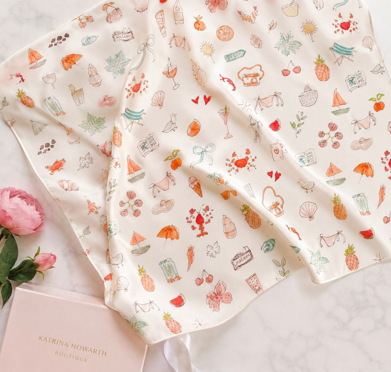 Summer on the island Silk scarf