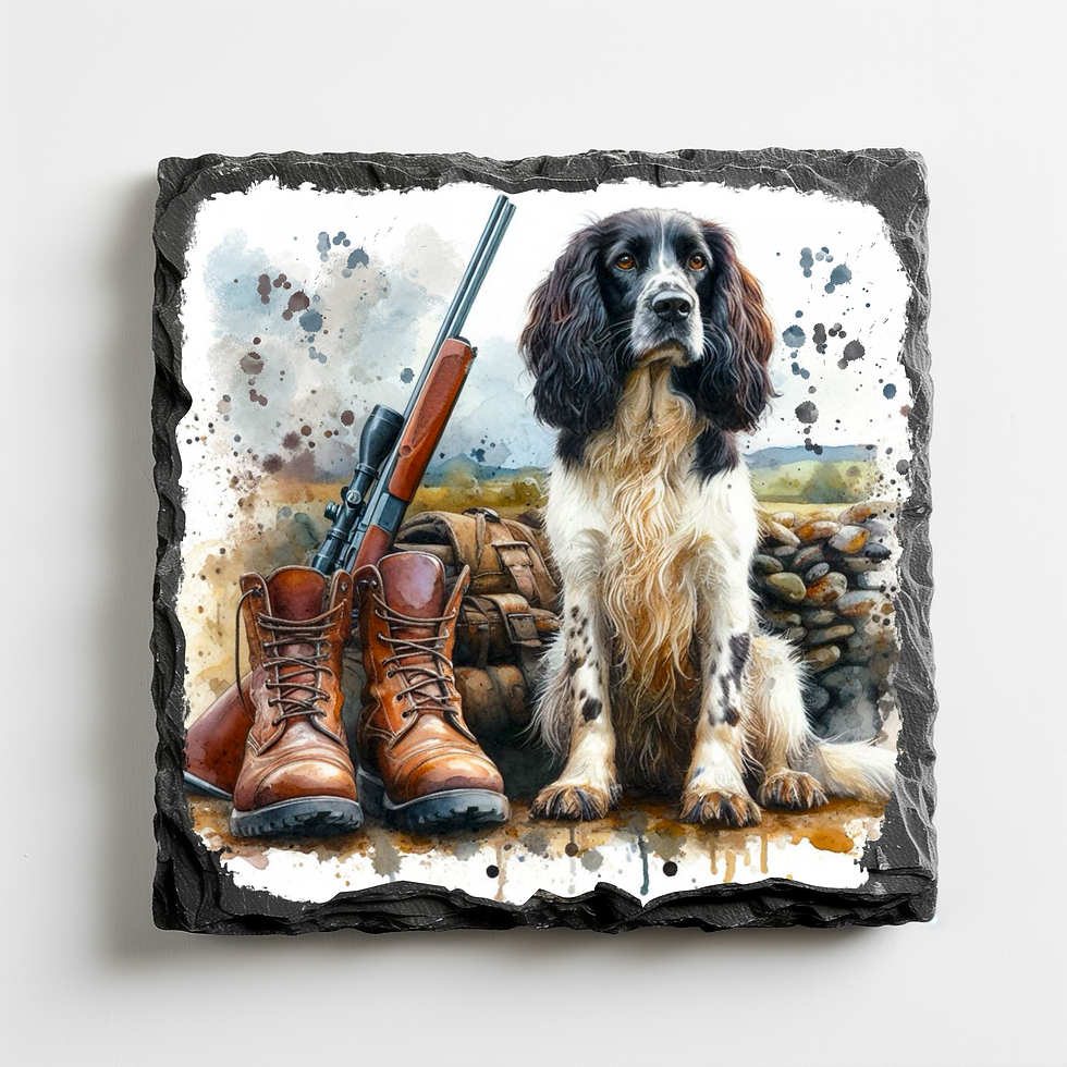 Thumbnail: Brown lab shooting slate coaster 