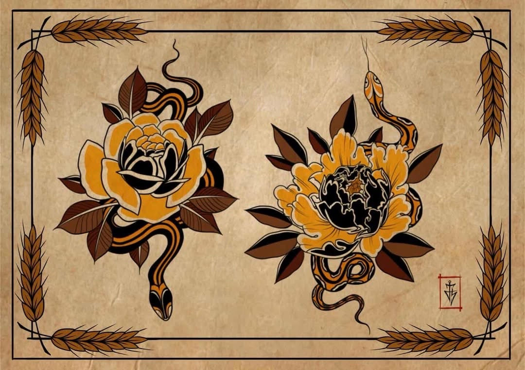 GK -flower snake duo colour