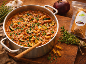 Recette one pot végane crémeuse à la tomate et seitan
