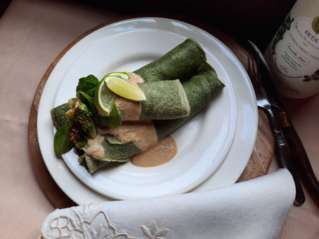 Recette de crêpe de lentilles d'eau farci de seitan