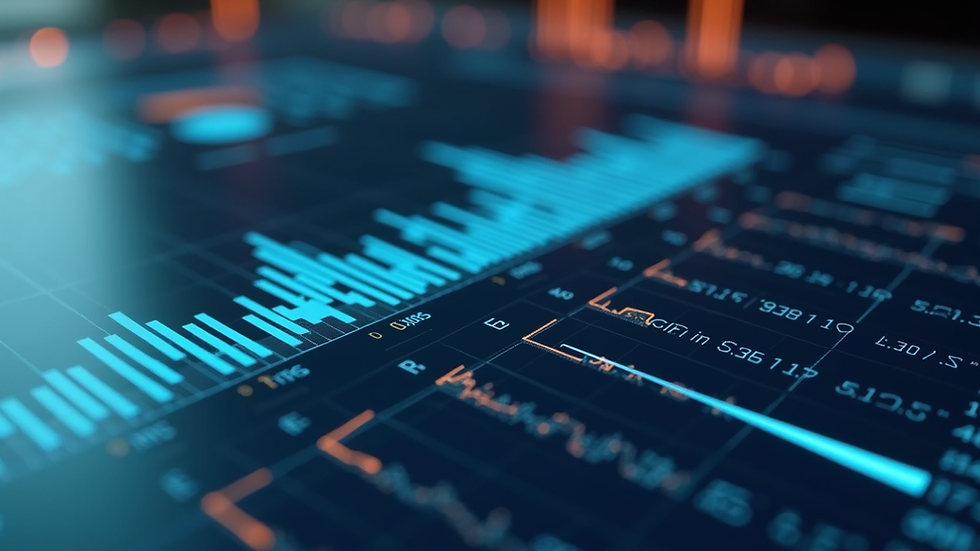 High angle view of a digital dashboard displaying business analytics and transformation metrics