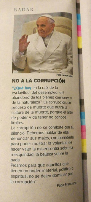Papa Francisco: ¡NO a la Corrupción!
