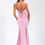 Thumbnail: Xandria Pink Lace Satin Mermaid Flare Maxi Dress