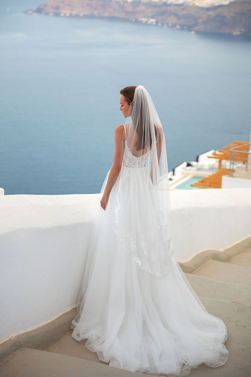 Thumbnail: Robin- Deep illusion plunge neckline A-line wedding dress