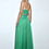 Thumbnail: 2433MC40- Quinby Green Silk Pleated Lace Up Maxi Dress