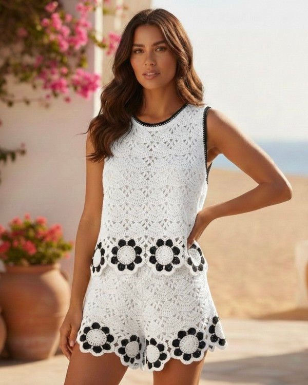 Women's Artisan Cotton Daisy Crochet Set