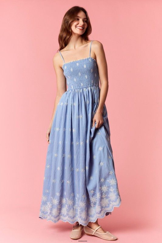 Thumbnail: Embroidery Smocked Maxi Dress