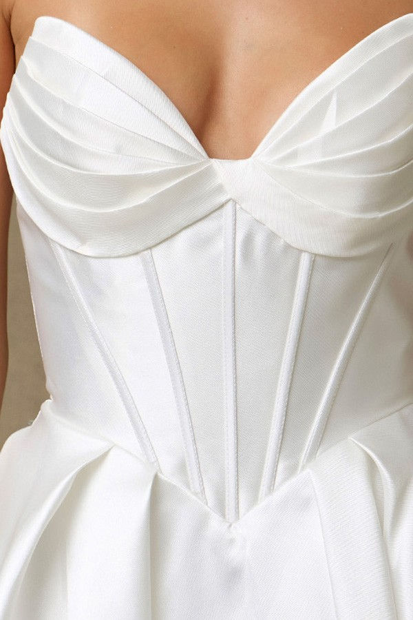Thumbnail: Strapless Pleat Neckline A Line Mikado Wedding Dress