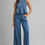 Thumbnail: Denim Sleeveless Peplum Top And Wide Jeans Set
