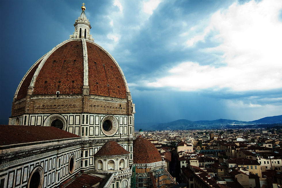 Eye-level view of the Florence Cathedral showcasing its stunning dome