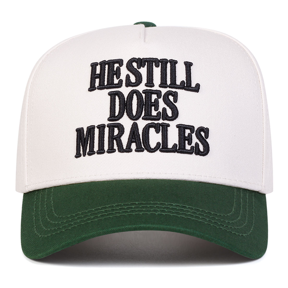 Unisex HE STILL DOES MIRACLES Embroidery Hat - Tan & Green
