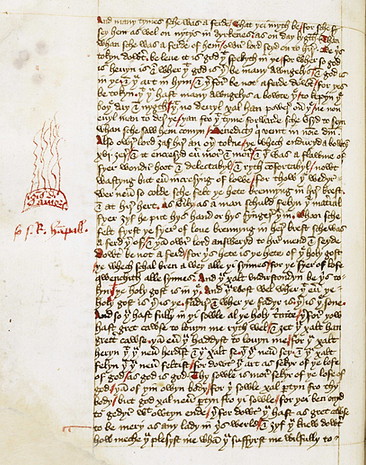 A page from the manuscript of 'The Book of Margery Kempe'