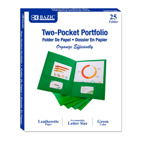 BAZIC Premium Green Color 2-Pockets Portfolios