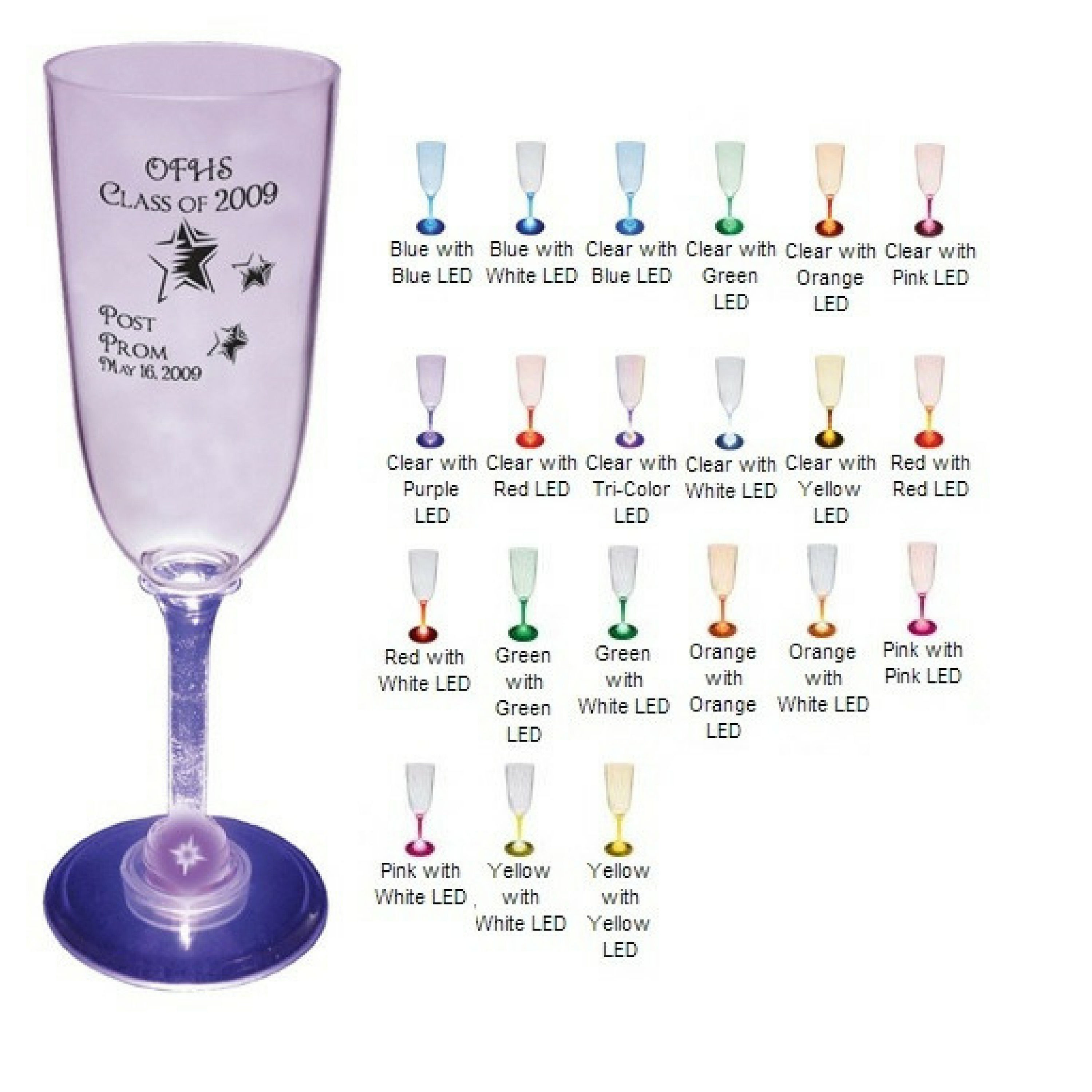 7oz Lighted Standard Stem Champagne Glass