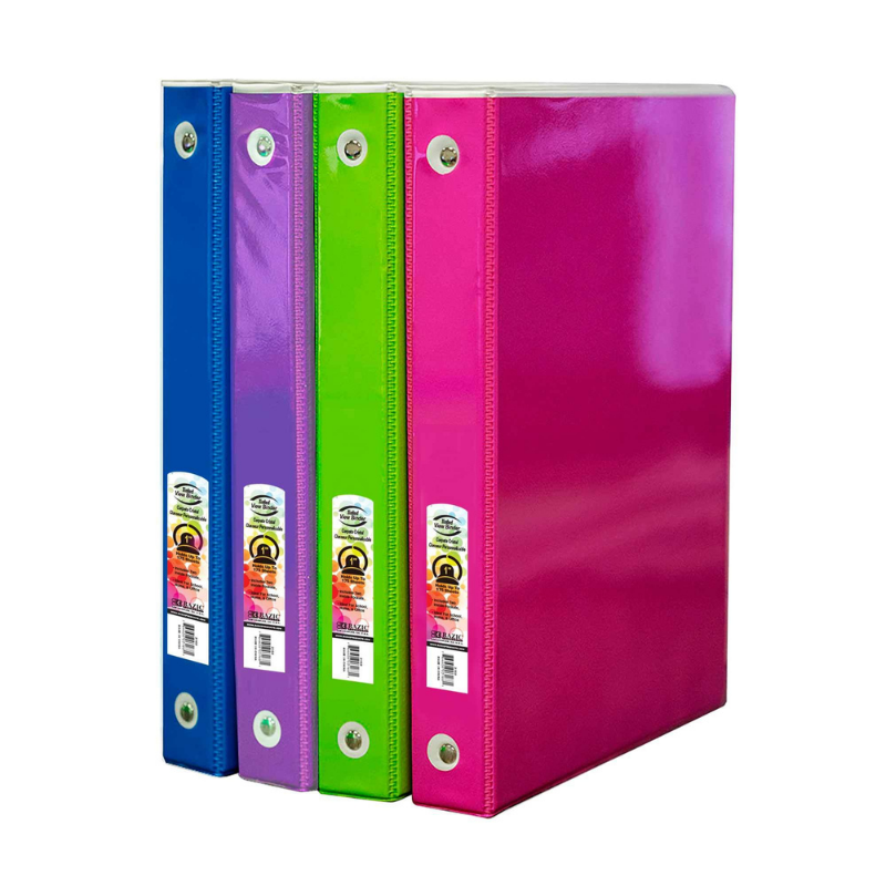 BAZIC 1" White 3-Ring Tinted View Binder w/ 2-Pockets
