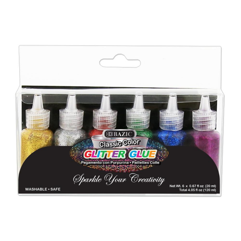 BAZIC 20 ml Classic Color Glitter Glue (6/pack)